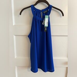 Papermoon Cobalt blue garland keyhole halter blouse, NWT sold by Stitch Fix